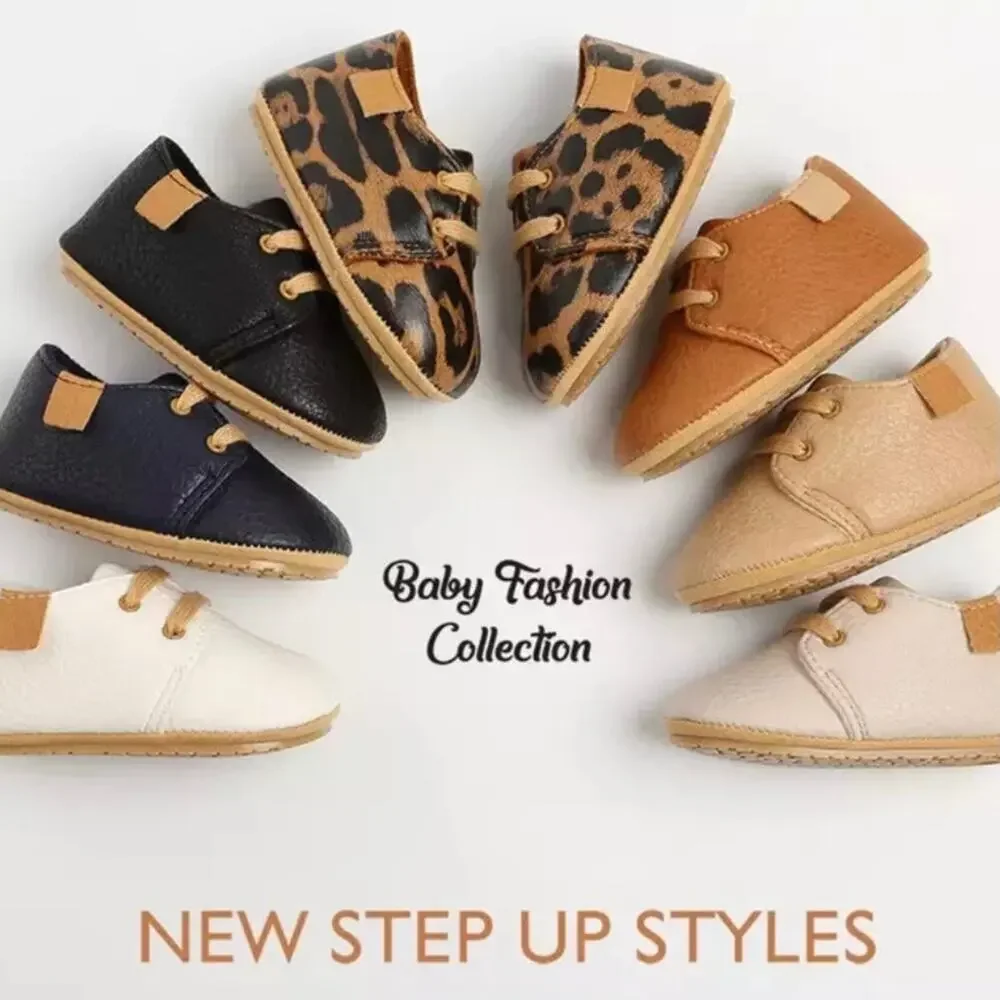 New Baby pu leather shoes rubber soles gold size 1